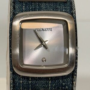 Nixon The Duchess Royal Pleasure Denim Cuff Watch Diamond Accent -‎ new battery